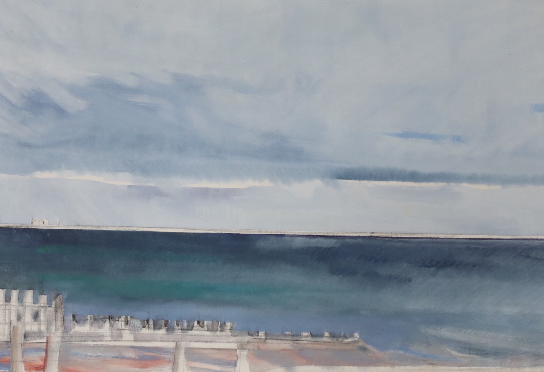 Fiona Graham-Mackay, mixed media, Pakistan on the Afghan border, signed as Fiona Graham, 51 x 76cm